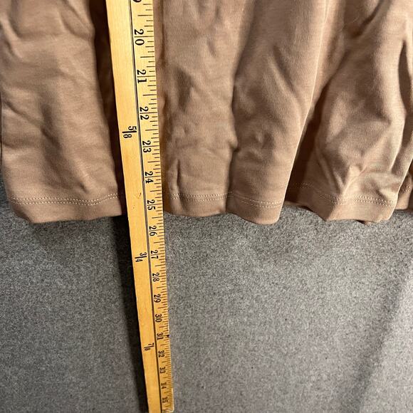 Isaac Mizrahi LIVE! Essentials Pima Cotton Split Neck Top Mushroom, Medium - Picture 4 of 8